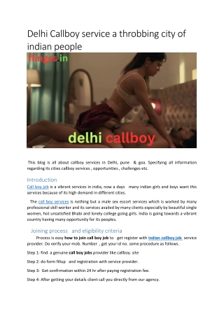 Delhi Callboy service a throbbing city of indian people