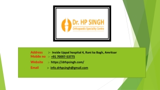 Best Knee Replacement Surgeon in Amritsar