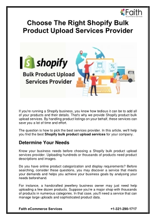 Choose The Right Shopify Bulk Product Upload Services Provider