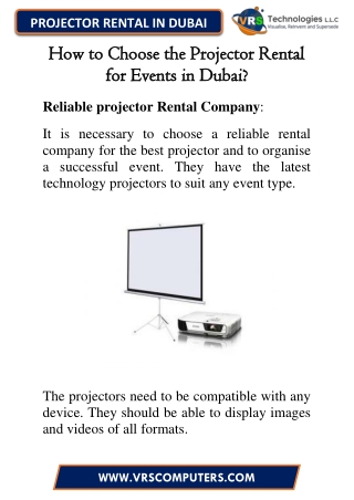 How to Choose the Projector Rental for Events in Dubai?