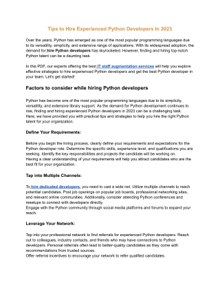 Tips to Hire Experienced Python Developers In 2023