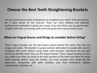 Choose the Best Teeth Straightening Brackets