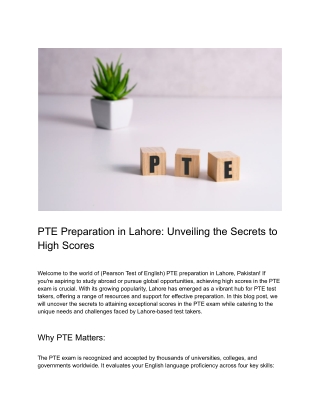 PTE Preparation in Lahore_ Unveiling the Secrets to High Scores