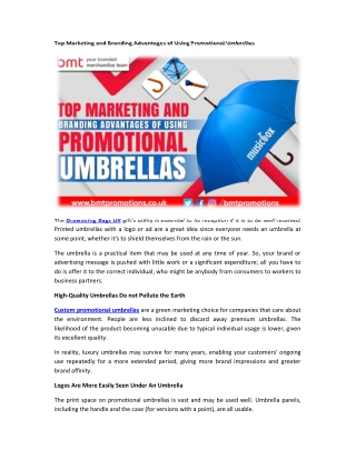 Top Marketing and Branding Advantages of Using Promotional Umbrellas