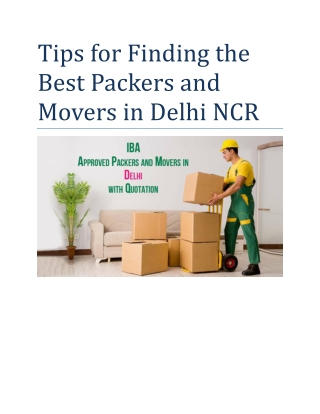 Tips for Finding the Best Packers and Movers in Delhi NCR