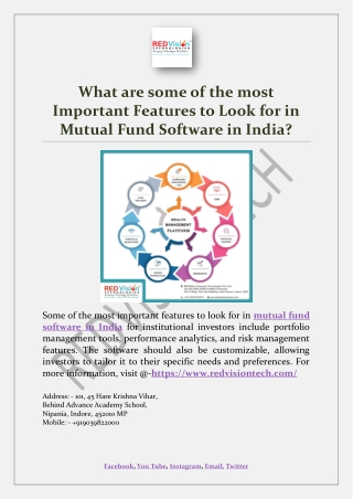 What are some of the most Important Features to Look for in Mutual Fund Software in India