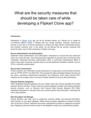 What are the security measures that should be taken care of while developing a Flipkart Clone app_