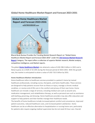 Global Home Healthcare Market Report and Forecast 2023-2031