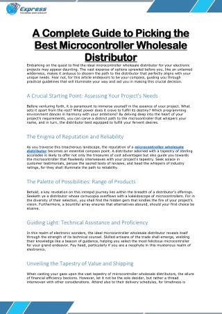 A Complete Guide to Picking the Best Microcontroller Wholesale Distributor