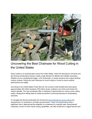 Uncovering the Best Chainsaw for Wood Cutting in the United States