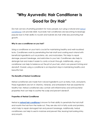 _Why Ayurvedic Hair Conditioner is Good for Dry Hair_