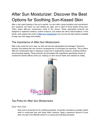 After Sun Moisturizer_ Discover the Best Options for Soothing Sun-Kissed Skin