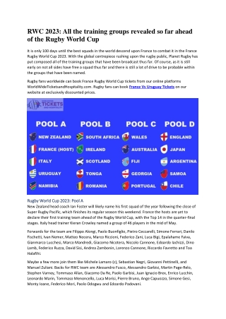 RWC 2023 All the training groups revealed so far ahead of the Rugby World Cup