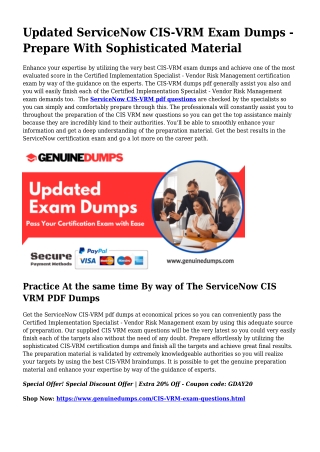 CIS-VRM PDF Dumps - ServiceNow Certification Produced Straightforward