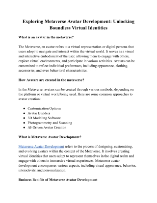 Exploring Metaverse Avatar Development_ Unlocking Boundless Virtual Identities