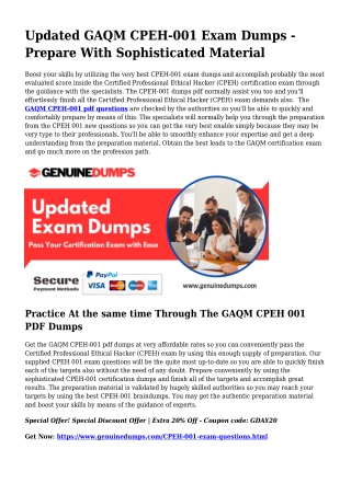 CPEH-001 PDF Dumps To Accelerate Your GAQM Trip