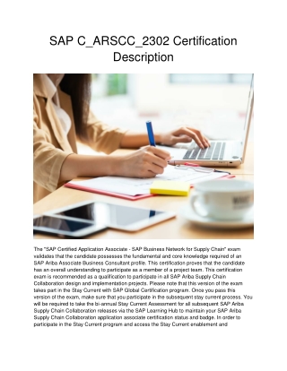 SAP C_ARSCC_2302 Certification Description