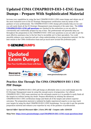 CIMAPRO19-E03-1-ENG PDF Dumps - CIMA Certification Made Easy