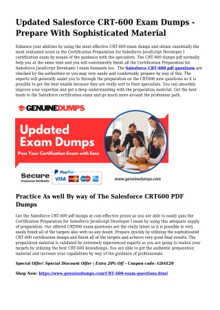 CRT-600 PDF Dumps - Salesforce Certification Produced Effortless