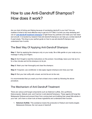 How to use Anti-Dandruff Shampoo_ How does it work_