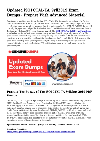 CTAL-TA_Syll2019 PDF Dumps The Supreme Supply For Preparationv