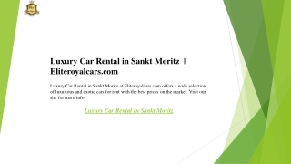 Luxury Car Rental in Sankt Moritz   Eliteroyalcars.com