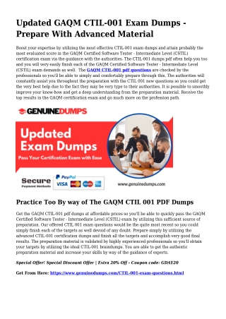 CTIL-001 PDF Dumps To Speed up Your GAQM Trip