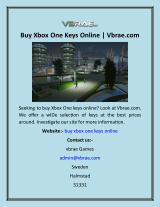 Buy Xbox One Keys Online  Vbrae