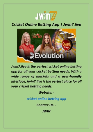 Cricket Online Betting App  Jwin7.live