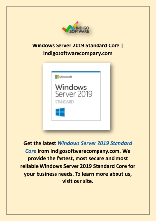 Windows Server 2019 Standard Core | Indigosoftwarecompany.com