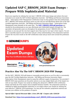 C_BRSOM_2020 PDF Dumps To Accelerate Your SAP Voyage