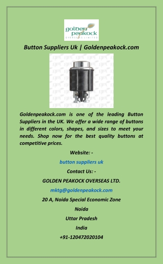 Button Suppliers Uk  Goldenpeakock