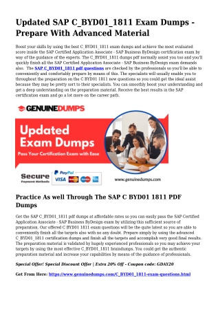 C_BYD01_1811 PDF Dumps To Quicken Your SAP Trip