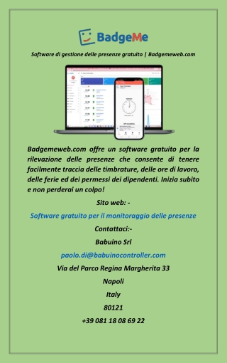 Software di gestione delle presenze gratuito  Badgemeweb