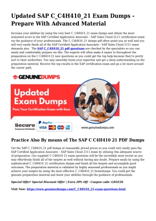 C_C4H410_21 PDF Dumps The Best Supply For Preparation