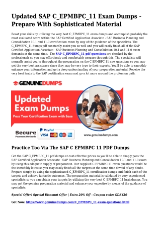 C_EPMBPC_11 PDF Dumps For Most effective Exam Accomplishment