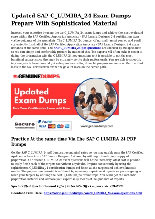 C_LUMIRA_24 PDF Dumps To Quicken Your SAP Quest