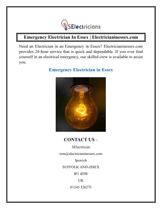 Emergency Electrician In Essex  Electricianinessex.com