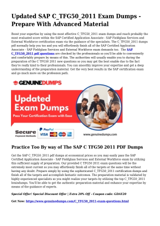 C_TFG50_2011 PDF Dumps For Most effective Exam Achievement