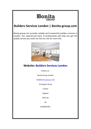 Builders Services London Bonita-group.com