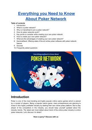 Everything you need to know about poker network