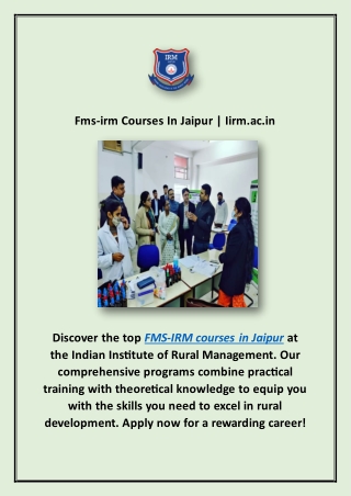 Fms-irm Courses In Jaipur | Iirm.ac.in