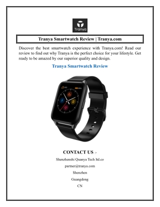 Tranya Smartwatch Review  Tranya.com