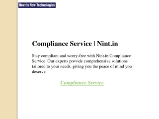 Compliance Service  Nint.in