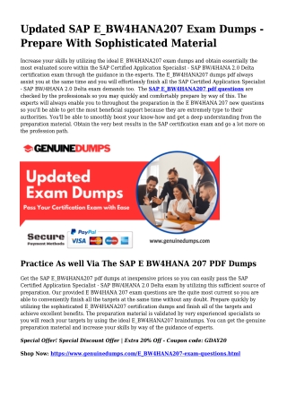 E_BW4HANA207 PDF Dumps For Best Exam Achievement