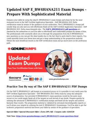 E_BW4HANA211 PDF Dumps For Ideal Exam Good results