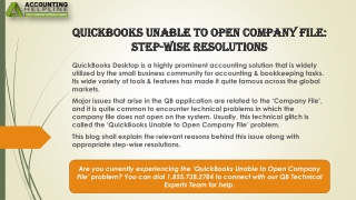 The Best Ever Method To Fix QuickBooks Unable to Open Company File Issue