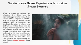 Transform Your Shower Experience with Luxurious Shower Steamers