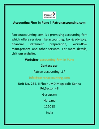 Accounting Firm in Pune  Patronaccounting