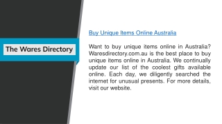 Buy Unique Items Online Australia  Waresdirectory.com.au